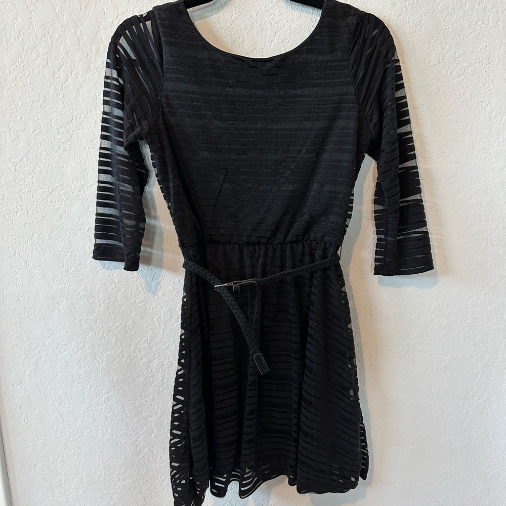 Lily Rose Black Sheer Striped Dress